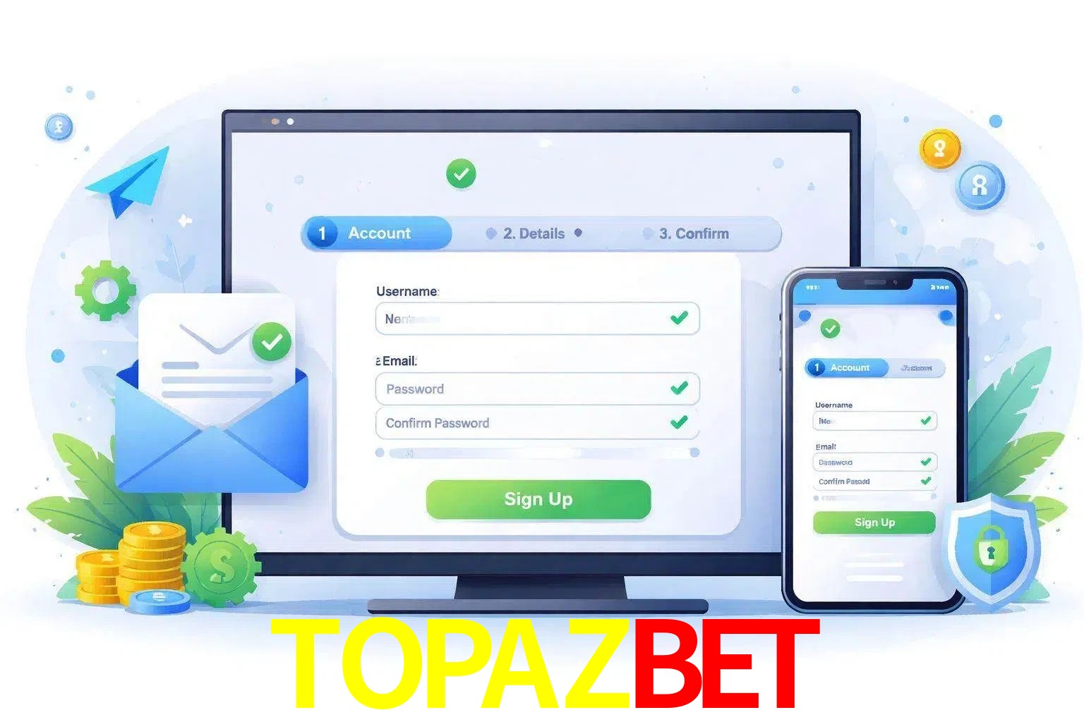 Registro de nuevo usuario y configuración de cuenta TOPAZBET